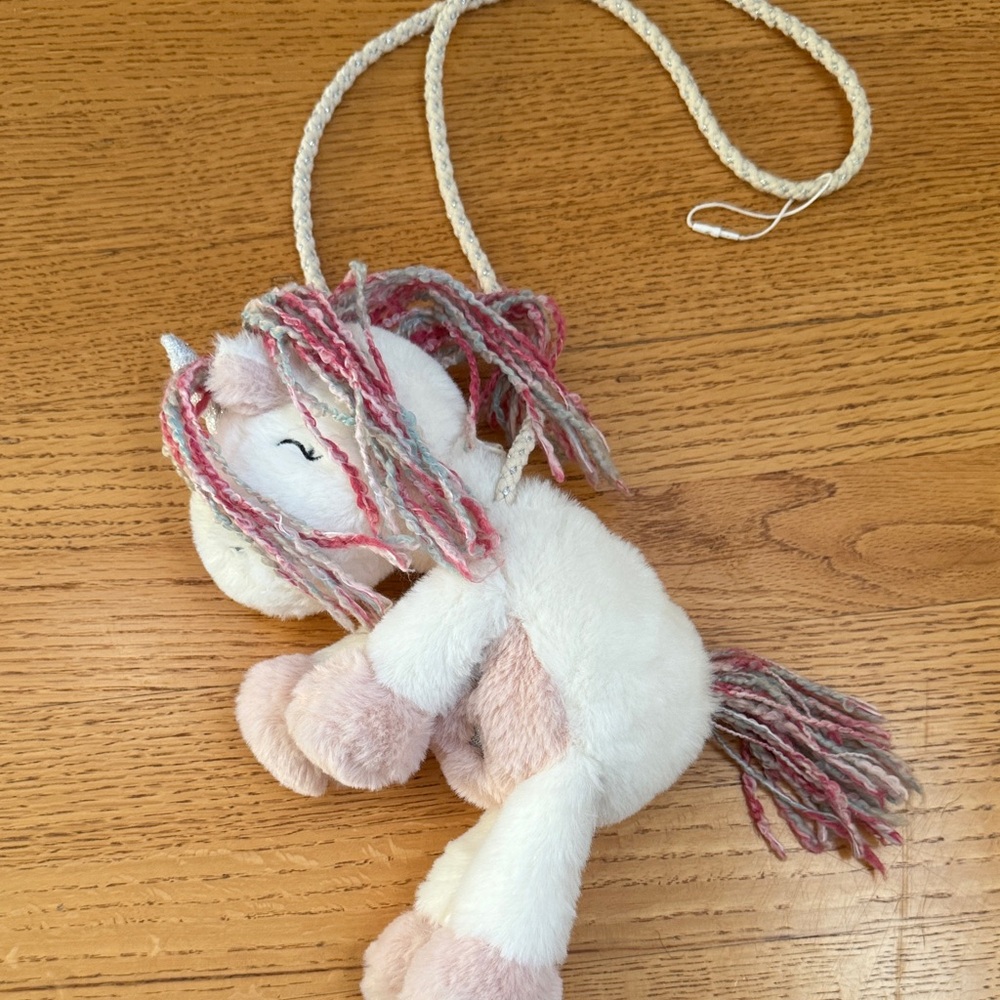 Zara Unicorn Plush Bag - White and Pink